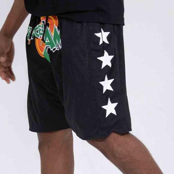 Space Jam Just Don Basketball Shorts Black W/ Stars & Zipper Pockets Mens XL - Picture 2 of 10